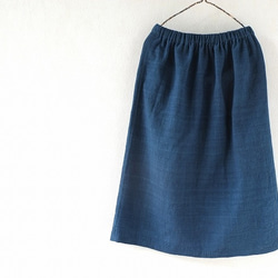 腰機手織り布テヌンに浅間の藍、素直なスカート 6枚目の画像