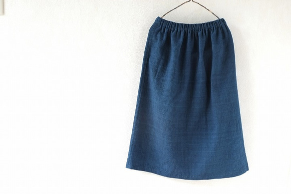 腰機手織り布テヌンに浅間の藍、素直なスカート 6枚目の画像