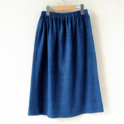 腰機手織り布テヌンに浅間の藍、素直なスカート 7枚目の画像