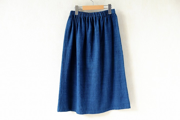 腰機手織り布テヌンに浅間の藍、素直なスカート 7枚目の画像