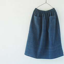 手織り木綿の切り替えスカート 1枚目の画像