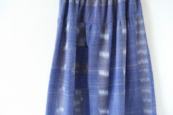 手織り絣木綿の１ティアードスカート 2枚目の画像