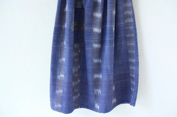 手織り絣木綿の１ティアードスカート 4枚目の画像