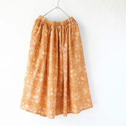 木版更紗のふんわりカッチスカート・柿色 4枚目の画像