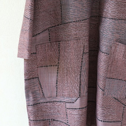 ウール混紡のきものから、ゆったり長袖ワンピース 5枚目の画像