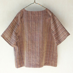 ラオス・ラハナム村の手織り布・半袖クルタ 5枚目の画像