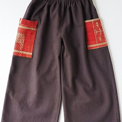 ナガ族の布ポケットのワイドパンツ 2枚目の画像