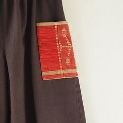 ナガ族の布ポケットのワイドパンツ 5枚目の画像