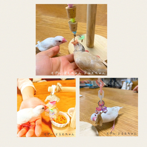 鳥のおもちゃ〈文鳥・小型インコ向け〉】SSサイズおもちゃ3点セット