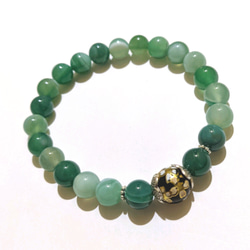 ブレスレット 数珠 緑縞瑪瑙(グリーンアゲート) ブレスレット 壽限無