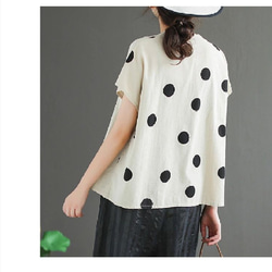 綿+リネン 半袖 Tシャツ 夏新作 可愛い Tシャツ 韓国 ブラウス 人気 速乾性 Tシャツ 2枚目の画像