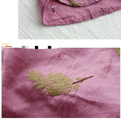 刺繡 Tシャツ ミドルスリーブ Tシャツ レディース レトロ リテラリー ラウンド 6枚目の画像