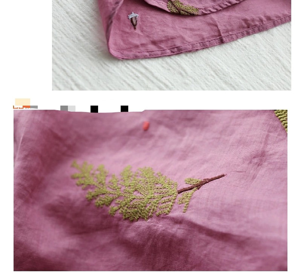 刺繡 Tシャツ ミドルスリーブ Tシャツ レディース レトロ リテラリー ラウンド 6枚目の画像