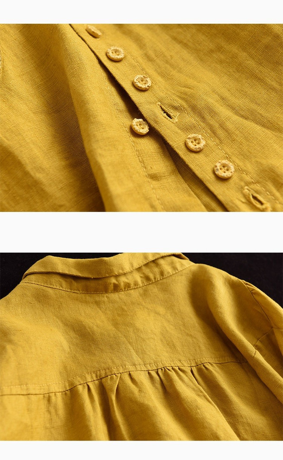 母の日 白 シャツ バンド カラー シャツ スタンド カラー シャツ オーバー サイズ t シャツ リネン シャツ 長袖 6枚目の画像