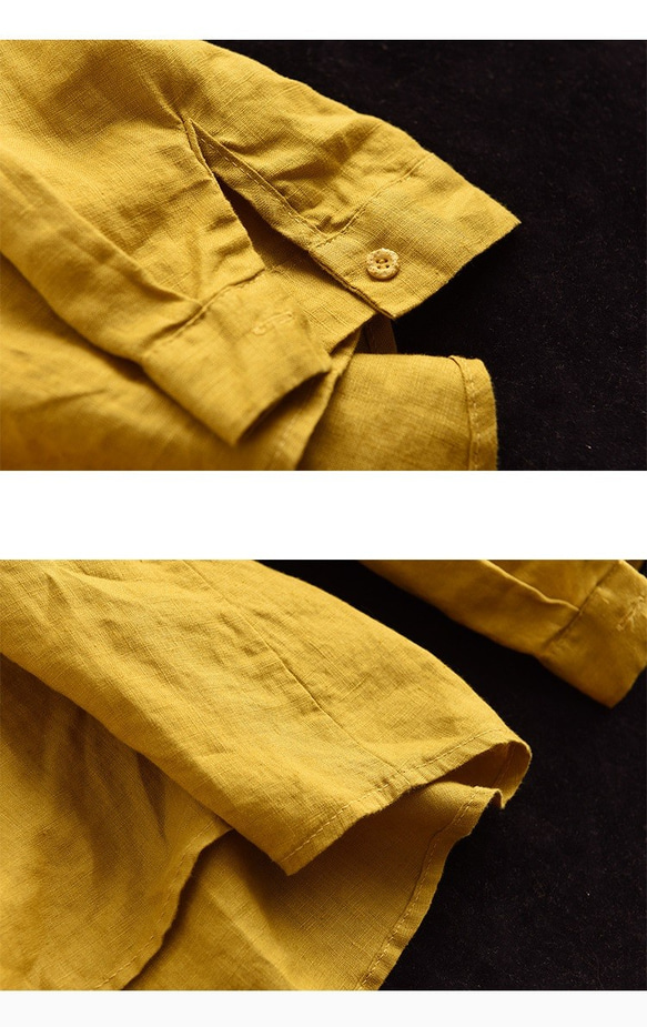 母の日 白 シャツ バンド カラー シャツ スタンド カラー シャツ オーバー サイズ t シャツ リネン シャツ 長袖 8枚目の画像
