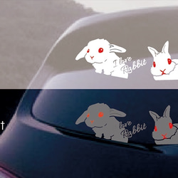 ＜+Ｒ＞RABBIT 赤目が光るRABBITステッカー・たれ耳 2枚目の画像