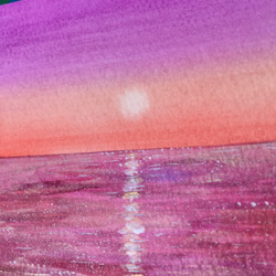 　小さな海　ミニ水彩原画　1 ピンク 4枚目の画像