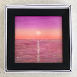 　小さな海　ミニ水彩原画　1 ピンク 5枚目の画像