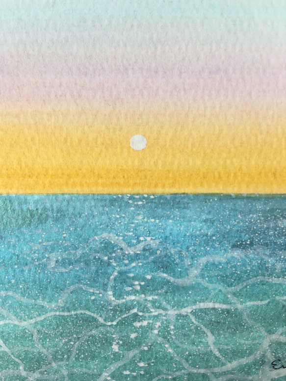 小さな海　ミニ水彩画　原画　トリコロール　トロピカル 4枚目の画像