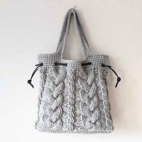 runa 様】ハンドバッグ アランニット レザー ハンドメイド アラン模様