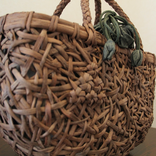 山葡萄 (国産）みだれ編みバッグ マルシェ型 山ぶどう 山ブドウ かご  