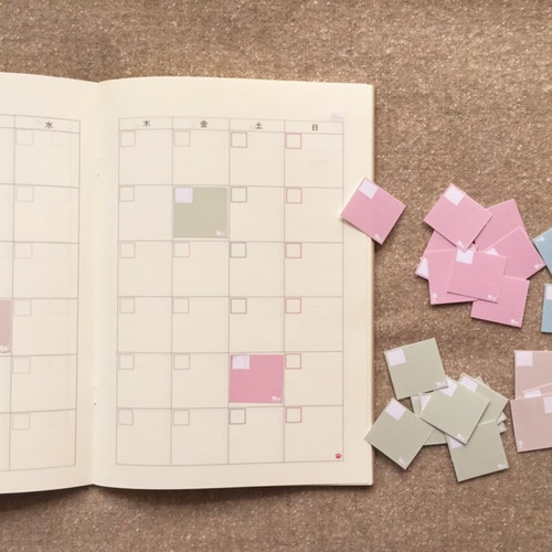 クラフト紙のスケジュール手帳と付箋シールセット A5サイズ（猫