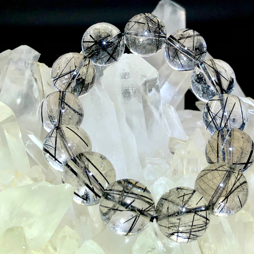 大玉17mm 天然石 ブラックルチルクォーツ Black Rutilated Quartz  