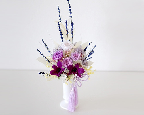 仏花　プリザーブドフラワー　ラベンダーとパープル　一対　花器なし 0_f61bc55b58845d62c09ed162d3b8