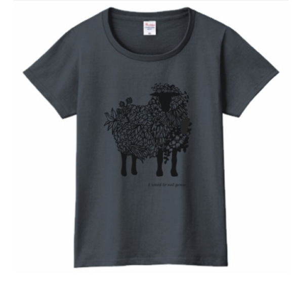 ヒツジTシャツ　[レディースLサイズ］　Tシャツ 　デニムグレー 3枚目の画像