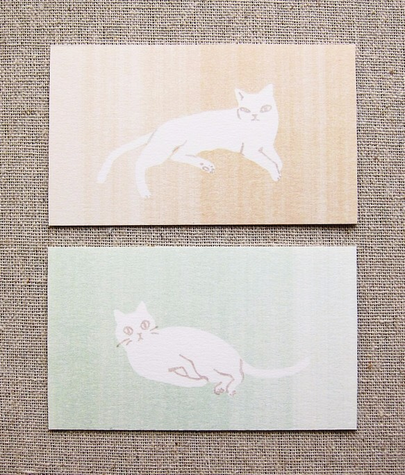 ひとことミニカード12枚セット：白猫（ヨコ） 3枚目の画像