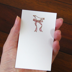 ひとことメモカード10枚セット：鳥とリボン 1枚目の画像
