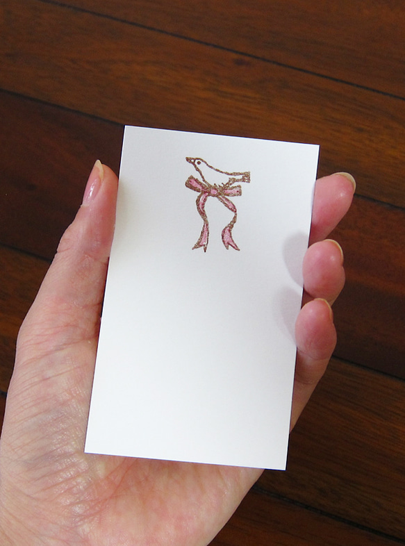 ひとことメモカード10枚セット：鳥とリボン 1枚目の画像