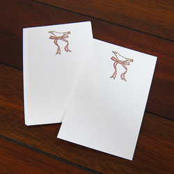ひとことメモカード10枚セット：鳥とリボン 2枚目の画像