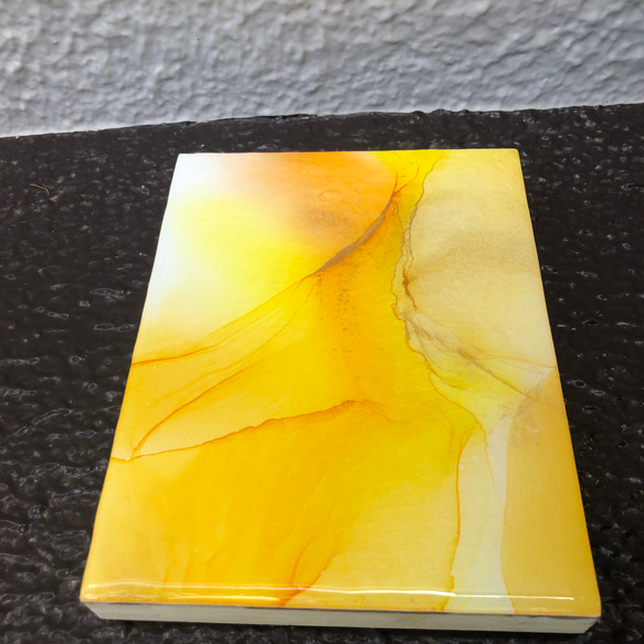 【オープニングセール中】　アルコールインクアート　ニュアンス　風で描くアート　‘’ yellow leaves’’ 6枚目の画像