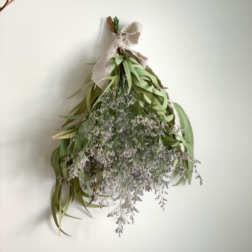 柳葉ユーカリとスターチスのドライスワッグ 50cm 009 スワッグ Rside