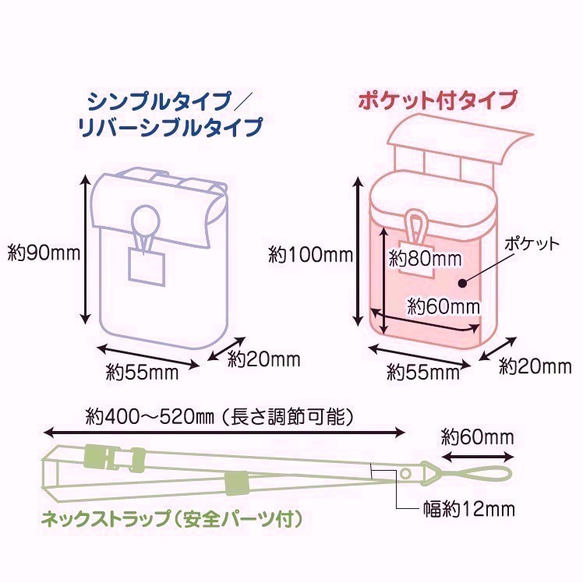 【ぷるる・キッズ向けケータイカバー（シンプル）：ネックストラップセット】水玉(緑)×ストライプ【綿麻】SDS0114S 6枚目の画像