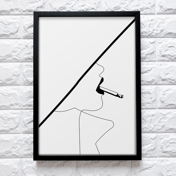 【0192】アートポスター　Smoking Kate モノトーン　海外インテリア　北欧　シンプル　ミニマリスト 1枚目の画像