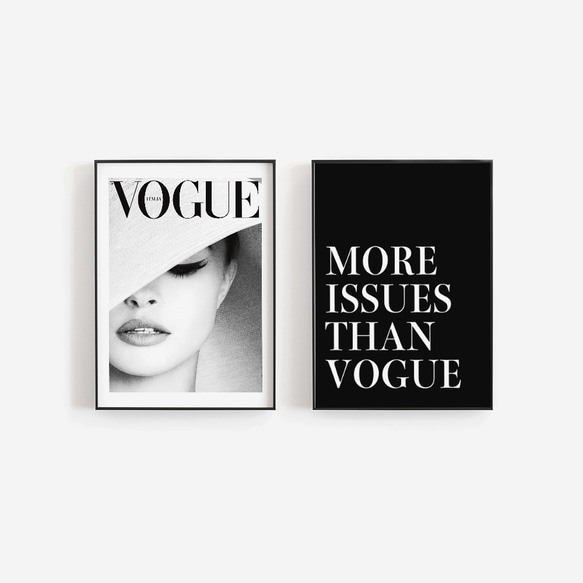 【0025】アートポスター　MORE ISSUES THAN VOGUE Black Ver. タイポグラフィーアート 7枚目の画像