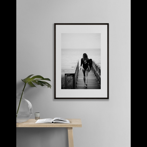 0050M】アートポスター Aerial Beach Photo モノトーン 海外