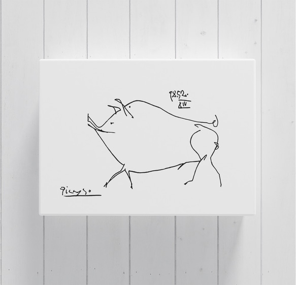 【0080】アートポスター　Pablo Picasso, Le petit cochon　モノトーン 北欧 2枚目の画像