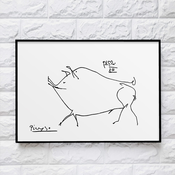 【0080】アートポスター　Pablo Picasso, Le petit cochon　モノトーン 北欧 6枚目の画像