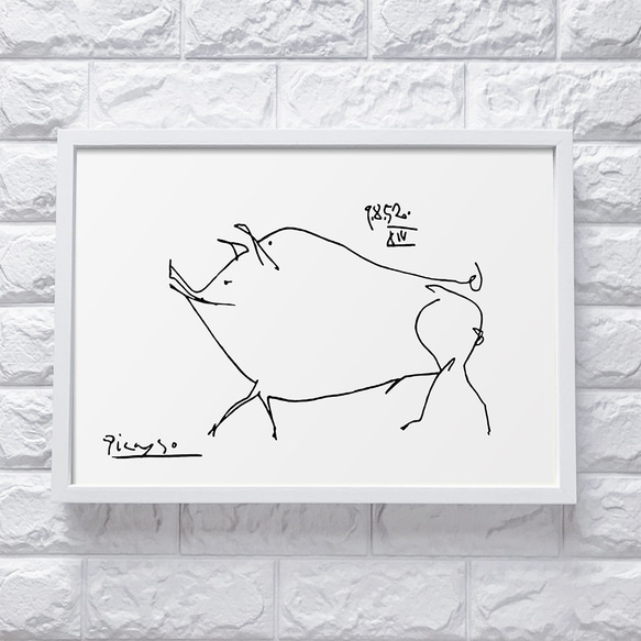 【0080】アートポスター　Pablo Picasso, Le petit cochon　モノトーン 北欧 8枚目の画像