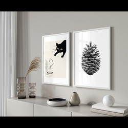 【0088】ピカソスケッチ・小鳥と黒猫のアートポスター　北欧　海外インテリア　ナチュラル 5枚目の画像