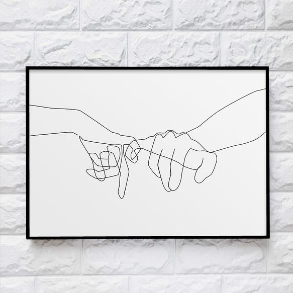 0189】アートポスター Hands of couples line art シンプル 一筆書き