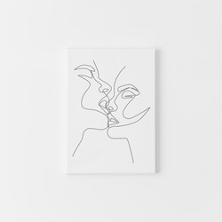 【0256】アートポスター Couple Kiss Drawing　モノトーン　海外インテリア　シンプル　ミニマリスト 2枚目の画像