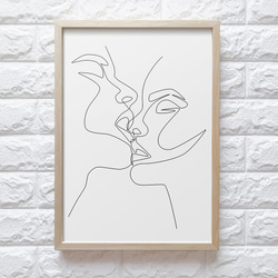 【0256】アートポスター Couple Kiss Drawing　モノトーン　海外インテリア　シンプル　ミニマリスト 8枚目の画像