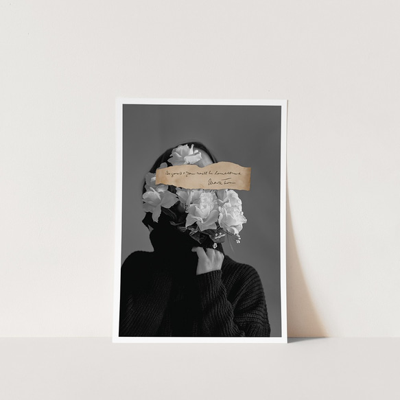 【0403】アートポスター　White Roses Collage Art Print　海外インテリア　北欧インテリア 1枚目の画像