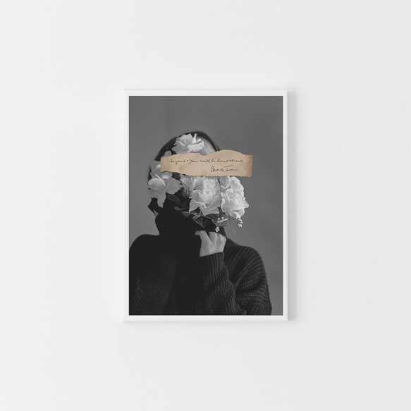 【0403】アートポスター　White Roses Collage Art Print　海外インテリア　北欧インテリア 6枚目の画像