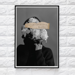 【0403】アートポスター　White Roses Collage Art Print　海外インテリア　北欧インテリア 4枚目の画像