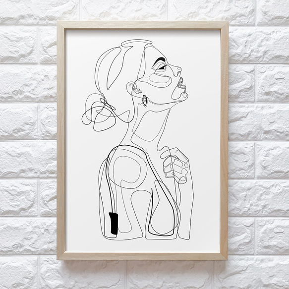 【0410】アートポスター　Flawless Drawings, Woman Face　北欧　海外インテリア　モノトーン 4枚目の画像